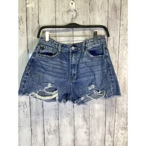 Kancan Los Angeles Distressed High-Rise Denim Shorts – Size 28 / W9